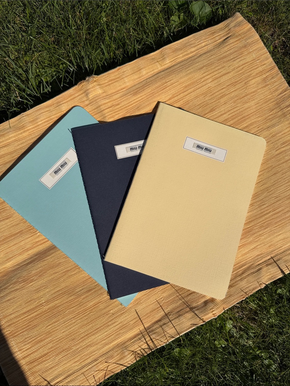 Miu Miu Yellow, light blue & Black , set of three notebooks